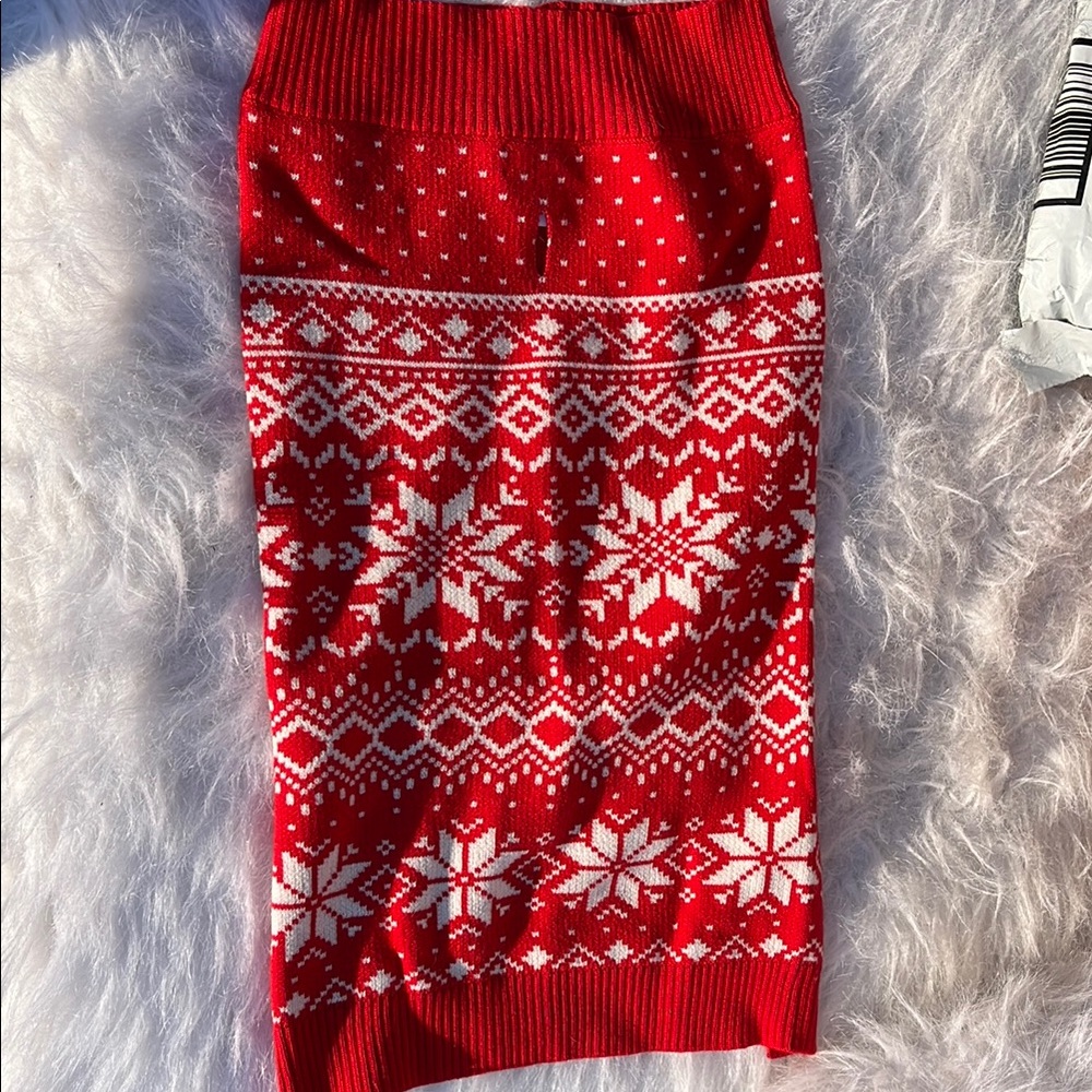 Red Snowflake Knit Skirt